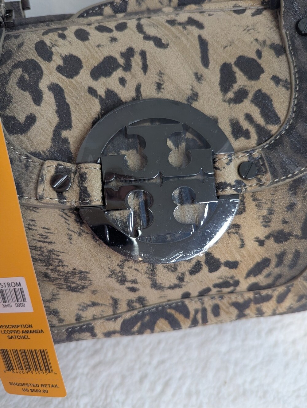 Tory Burch Amanda Leopard Print Satchel Chain Strap NWT Tag Coconut 11109017 - Picture 8 of 15
